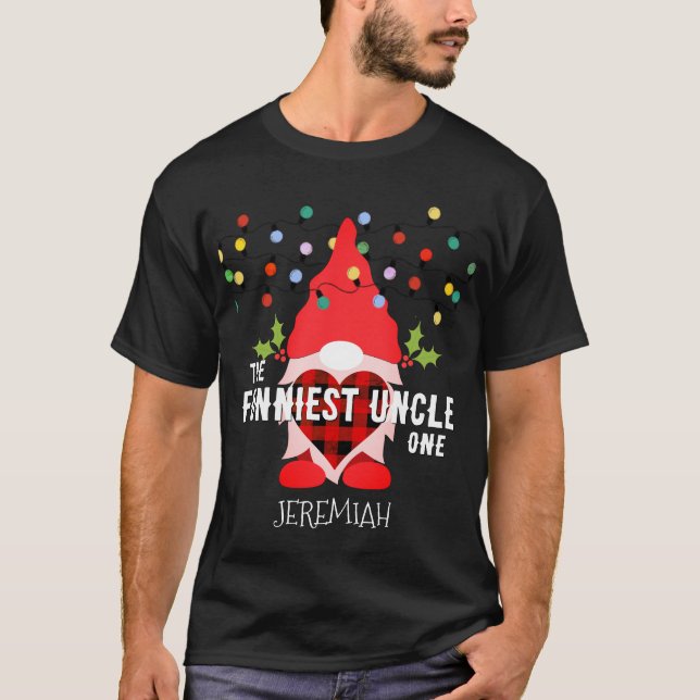 FUNNIEST UNCLE Family Christmas Gnome T-Shirt (Front)