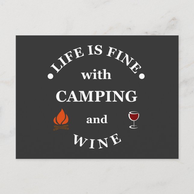 Funnt camping and wine sayings postcard (Front)