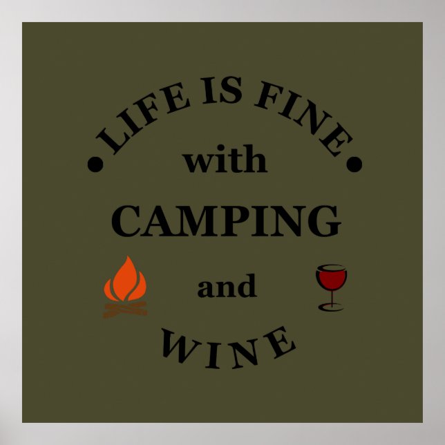 Funnt camping and wine sayings poster (Front)