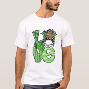 Funnw Love Messy Hair Bun St. Patrick's Day Family T-Shirt