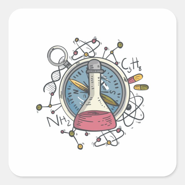Funny Сhemistry Science Pun Square Sticker (Front)