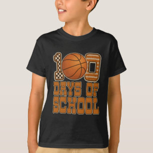 Funny 100 Days Basketball School Kids Sports T-Shirt