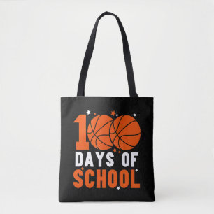 Funny 100 Days Basketball School Kids Sports Tote Bag