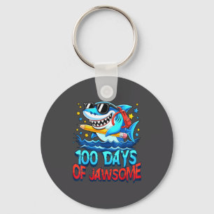 Funny 100 Days Of Jawsome Shark Kids Boy 100th Day Key Ring