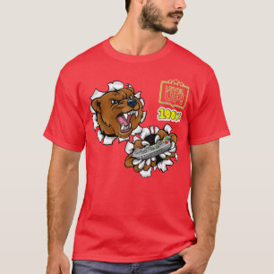 Funny 100 Days Of School Bear Gaming  T-Shirt