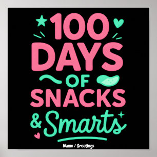 Funny 100 Days of School Celebration Art SnacksKid Poster