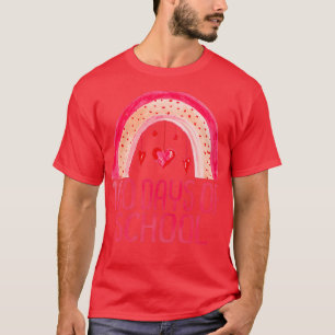 Funny 100 Days of School Cute Rainbow Hearts Teach T-Shirt