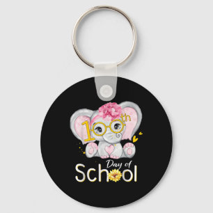 Funny 100 Days Of School Shirt Elephant 100th Day  Key Ring