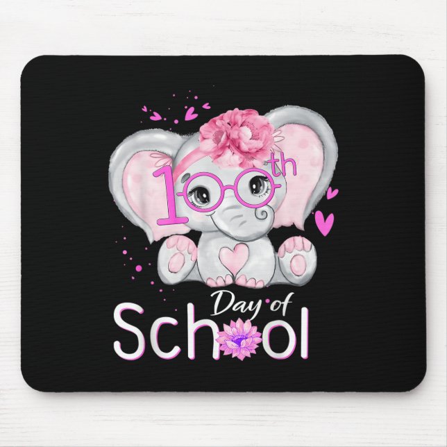 Funny 100 Days Of School Shirt Elephant 100th Day  Mouse Pad (Front)