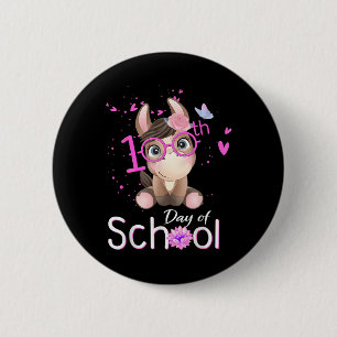 Funny 100 Days Of School Shirt Horse 100th Day Of  6 Cm Round Badge