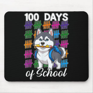 Funny 100 days of school siberian husky kids boys mouse pad