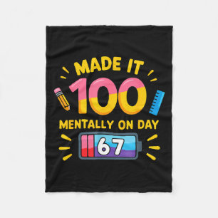 Funny 100 Days School 67 Aura Fleece Blanket