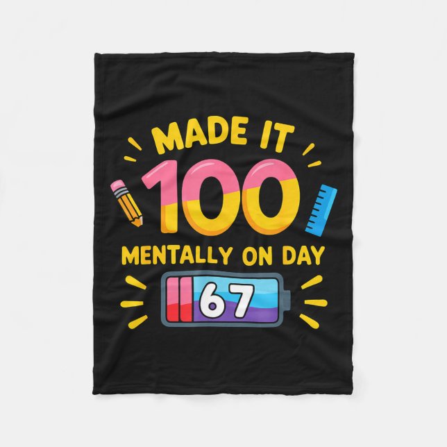 Funny 100 Days School 67 Aura Fleece Blanket (Front)