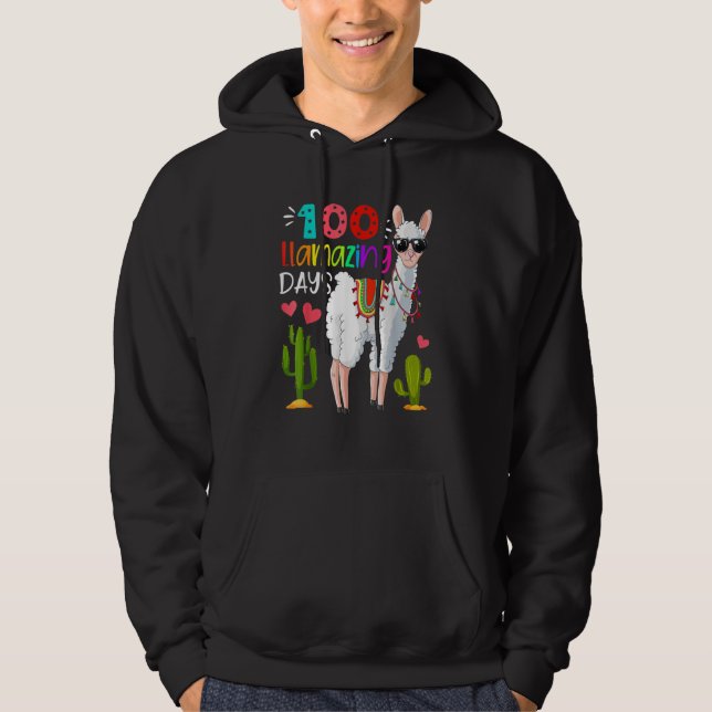 Funny 100 Llamazing Days Of School Llama Gift Teac Hoodie (Front)