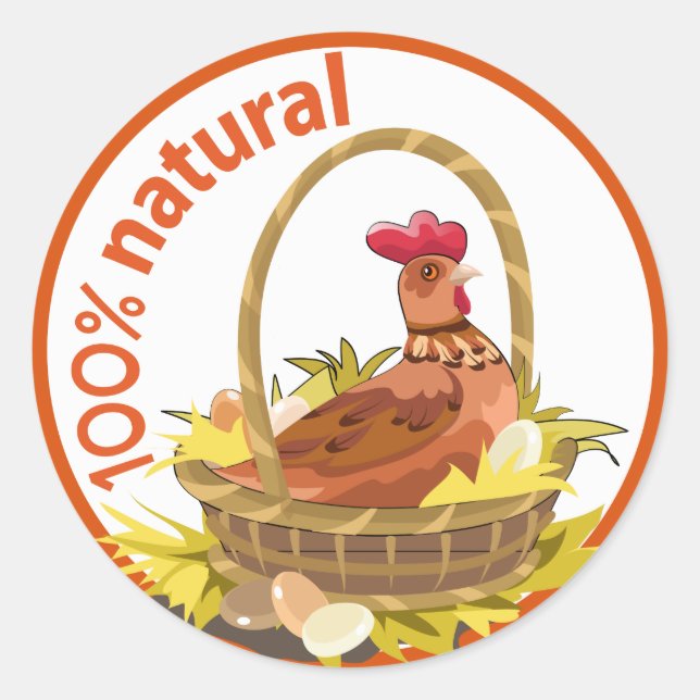 Funny “100% natural!” sticker. classic round sticker (Front)