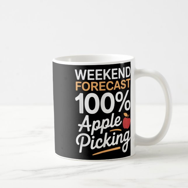 Funny 100 Percent Weekend Apple Picking Weather Fo Coffee Mug (Right)