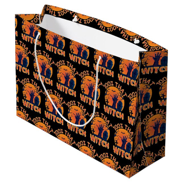 Funny 100% That Witch Halloween  Large Gift Bag (Back Angled)