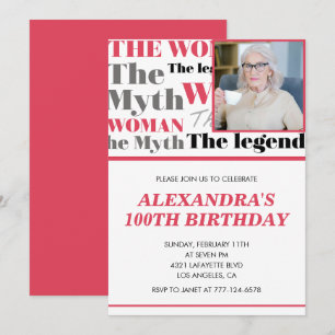 Funny 100th birthday invitation Photo Myth Legend