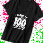 Funny 100th Birthday Quote Sarcastic 100 Year Old T-Shirt<br><div class="desc">This funny 100th birthday design makes a great sarcastic humour joke or novelty gag gift for a 100 year old birthday theme or surprise 100th birthday party! Features "I Made it to 100 Years Old... Nothing Scares Me" funny 100th birthday meme that will get lots of laughs from family, friends,...</div>