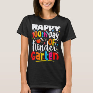 Funny 100th Day Of Kindergarten Teachers Kids 100 T-Shirt