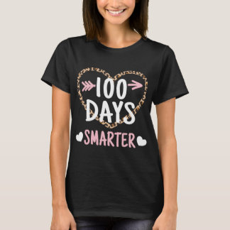 Funny 100th Day Of School 100 Days Smarter Leopard T-Shirt
