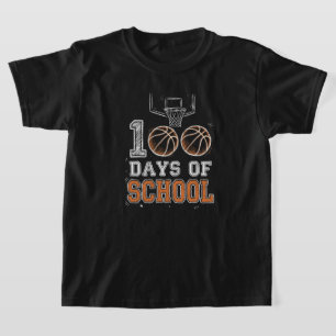 Funny 100th Day of School Basketball Pencil Sketch T-Shirt