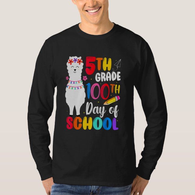Funny 100th Day Of School No Prob Llama Happy 100t T-Shirt (Front)