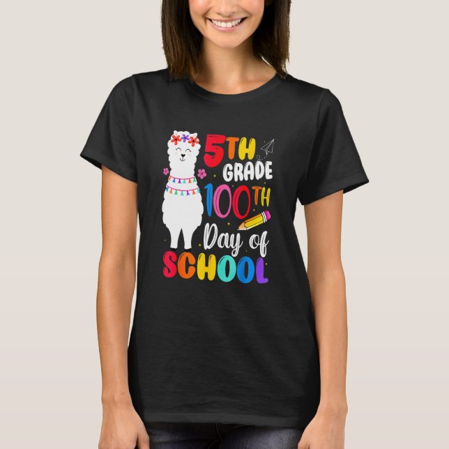 Funny 100th Day Of School No Prob Llama Happy 100t T-Shirt (Front)