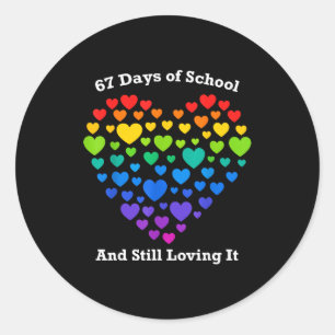 Funny 100th Day Of School Shirt Teacher Heart Vale Classic Round Sticker