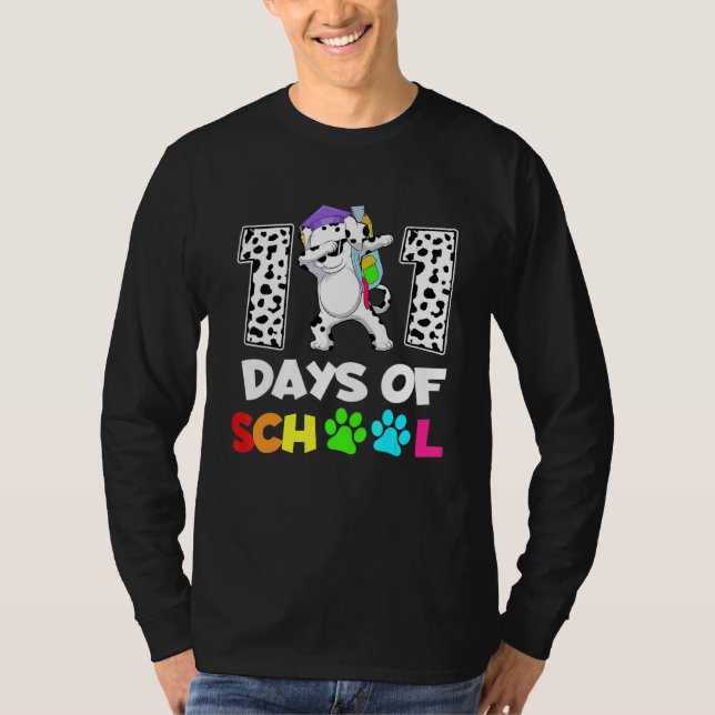Funny 101 Days Of School Dabbing Dalmatian Dog T-Shirt (Front)