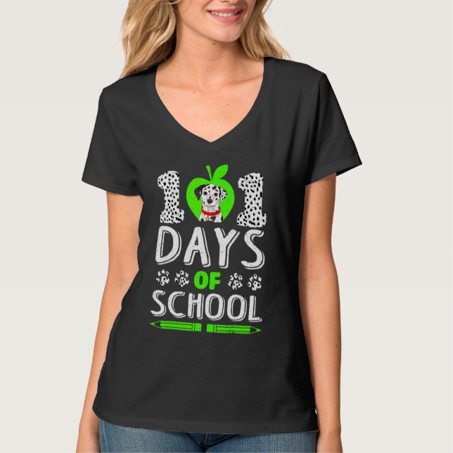 Funny 101 Days Of School Dalmatian Dog 100th Smart T-Shirt (Front)