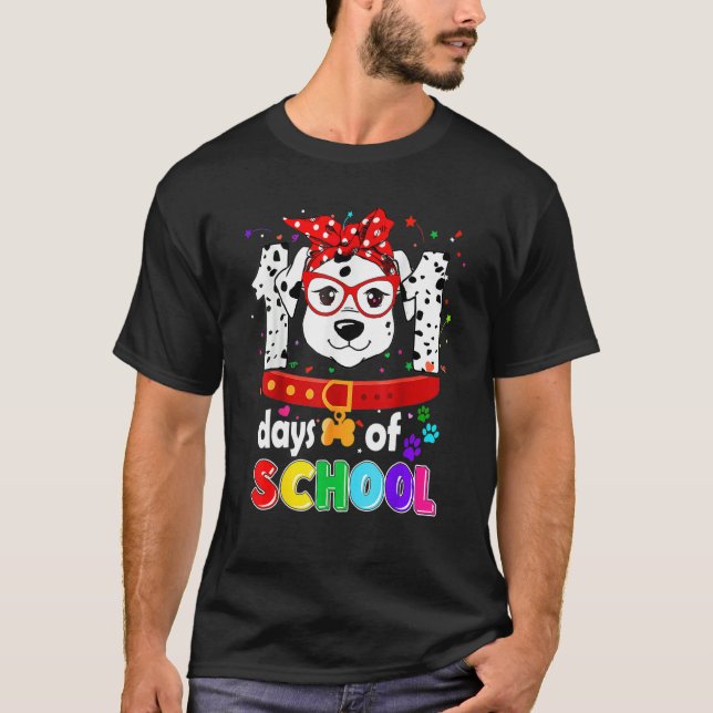 Funny 101 Days School Dog Lover Students Teachers  T-Shirt (Front)