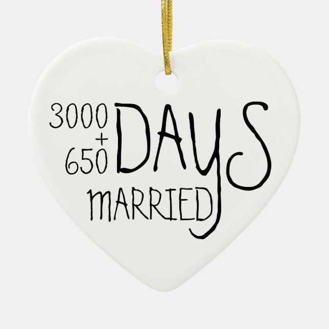 Funny 10 Years Married Ceramic Tree Decoration (Front)