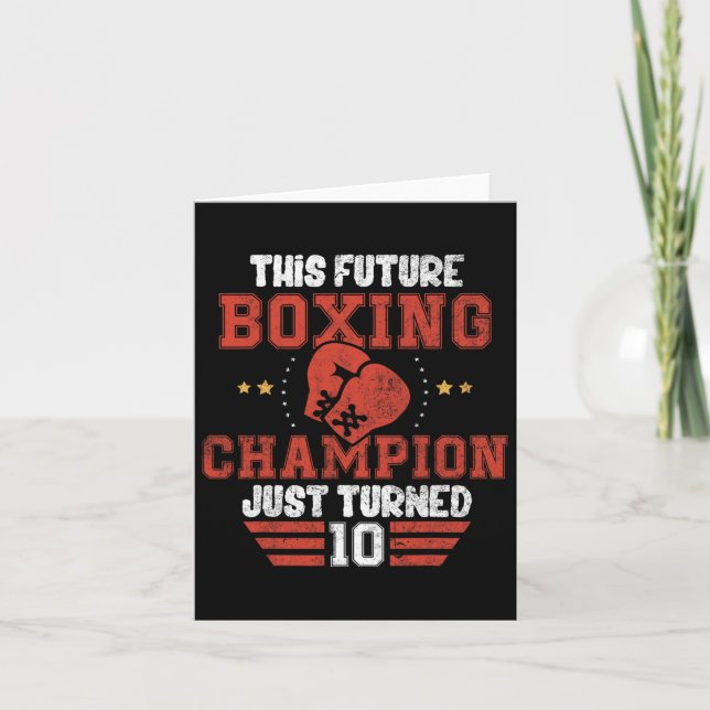 Funny 10th Birthday Boxing Tee Birthday Boy  Card (Front)