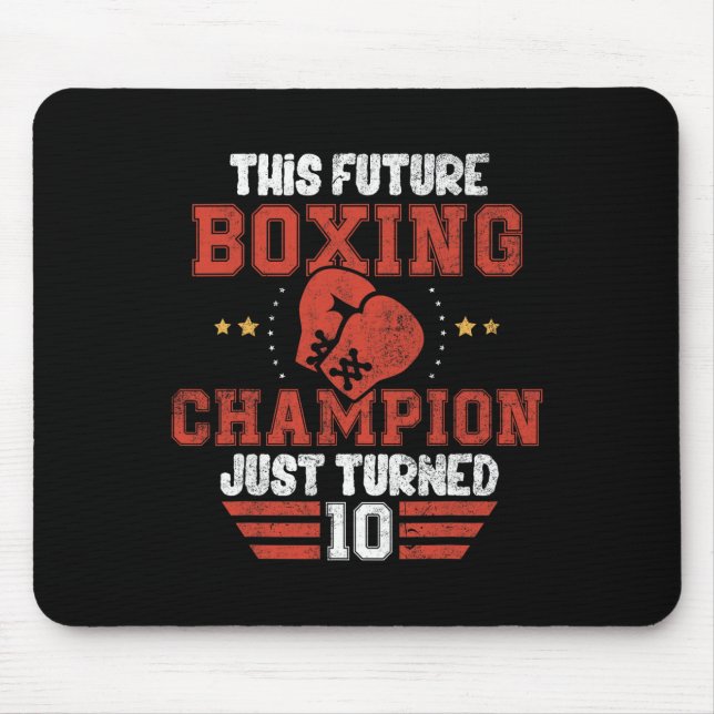 Funny 10th Birthday Boxing Tee Birthday Boy  Mouse Pad (Front)