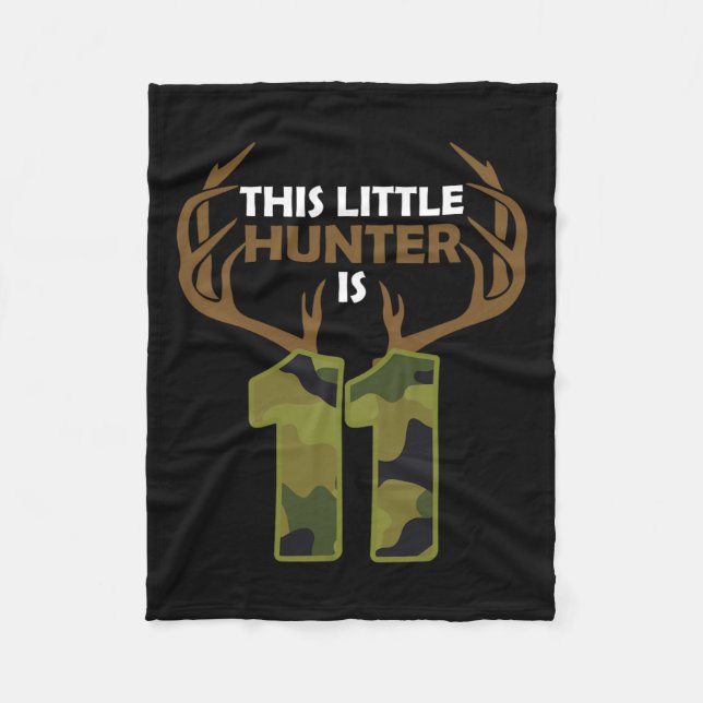 Funny 11th Birthday 11 Year Old Deer Hunter Gift B Fleece Blanket (Front)