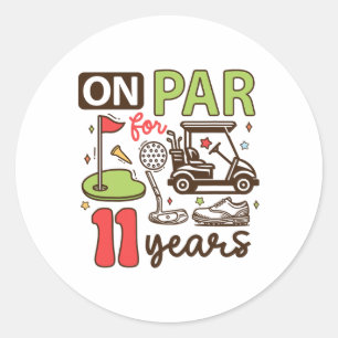 Funny 11th Birthday Golf Shirt 11 Years Old Golfer Classic Round Sticker