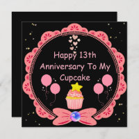 Funny 13th Anniversary Wife Pink Lace Cupcake