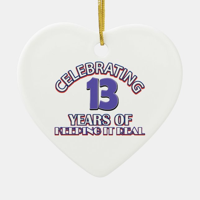 Funny 13th birthday designs ceramic tree decoration (Front)