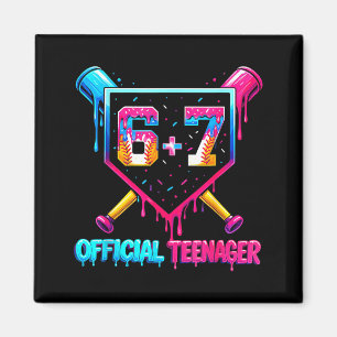 Funny 13th birthday teenager 67 baseball drip boys magnet