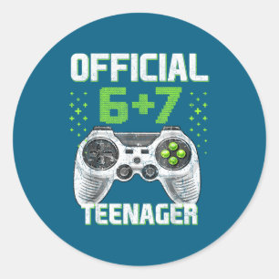 Funny 13th Birthday Teenager 6+7 Year Old Boys Kid Classic Round Sticker