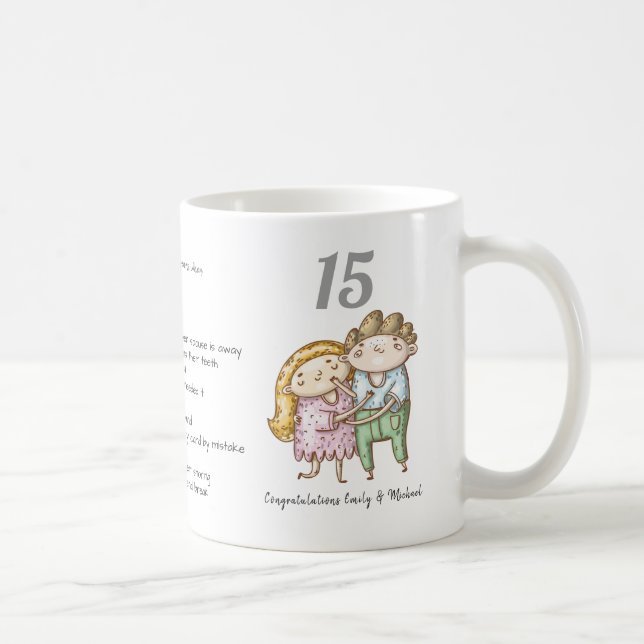 FUNNY 15th Wedding Anniversary Couple Customised Coffee Mug (Right)