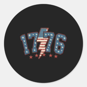 Funny 1776 4th Of July American Usa Flag Men Women Classic Round Sticker