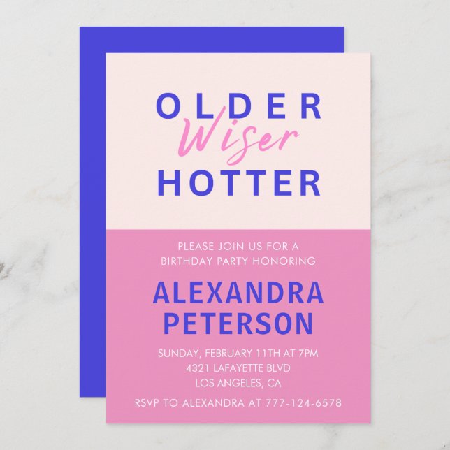 Funny 17th birthday invitations Older Wiser (Front/Back)