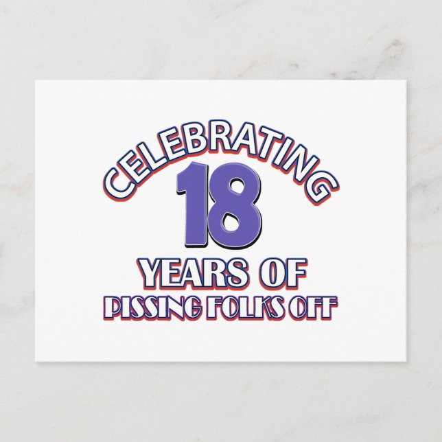 FUNNY 18 year birthday designs Postcard (Front)