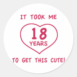 Funny 18th Birthday Gifts (Heart) Classic Round Sticker