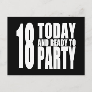 Funny 18th Birthdays : 18 Today and Ready to Party Invitation Postcard