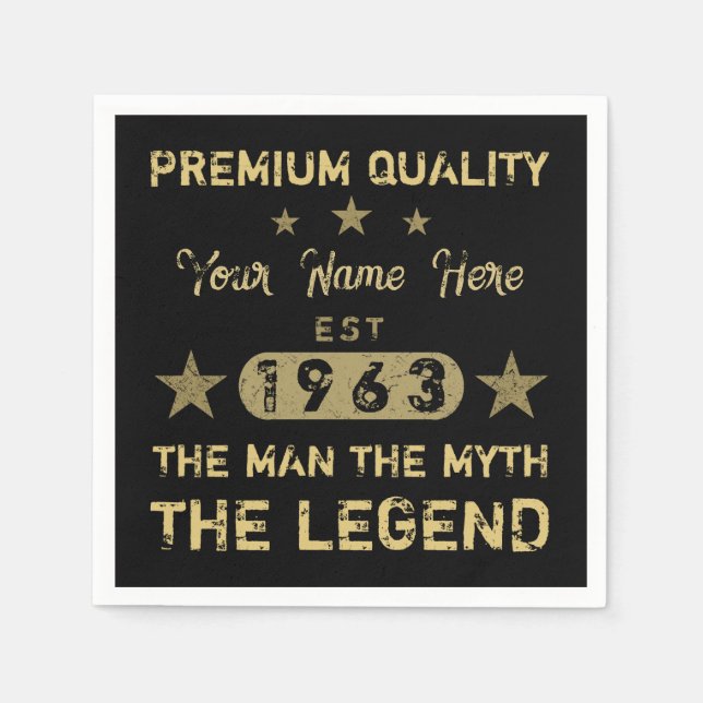 Funny 1963 Birthday Man Myth Legend Napkin (Front)