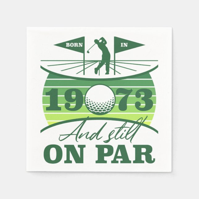 Funny 1973 Golfer 50th Birthday Napkin (Front)