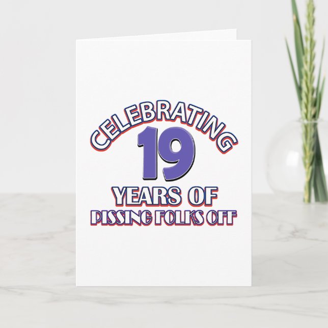FUNNY 19 year birthday designs Card (Front)